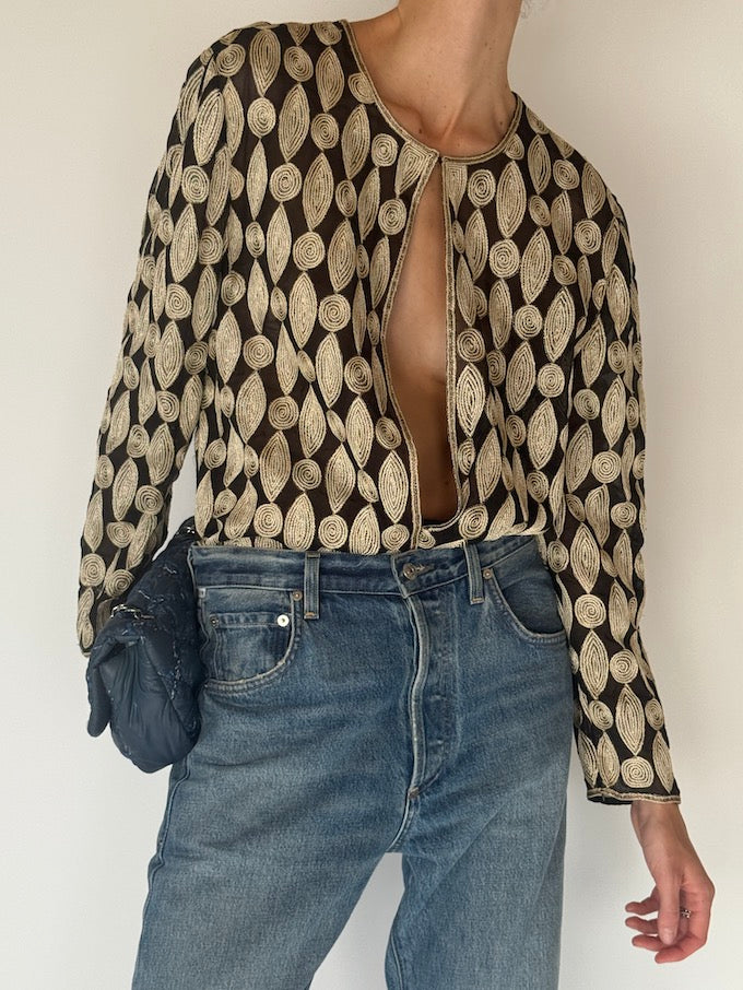 Vintage Embroidered Sheer Cardigan 6300