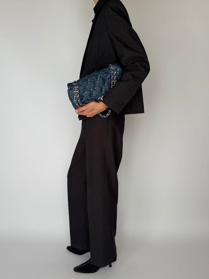 Vintage Two-Piece Suit Pinstripe Dark Brown 5918