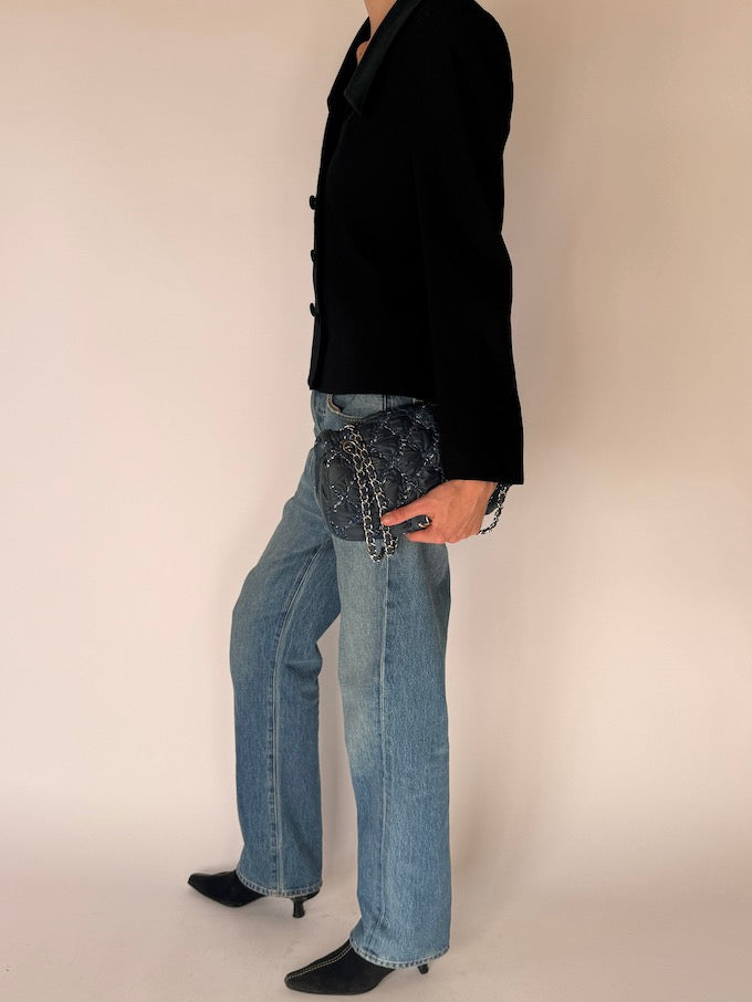 Vintage Black Wool Double-Breasted Blazer 6301