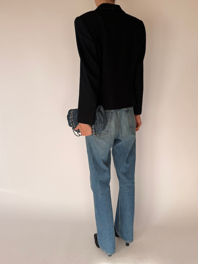 Vintage Black Wool Double-Breasted Blazer 6301