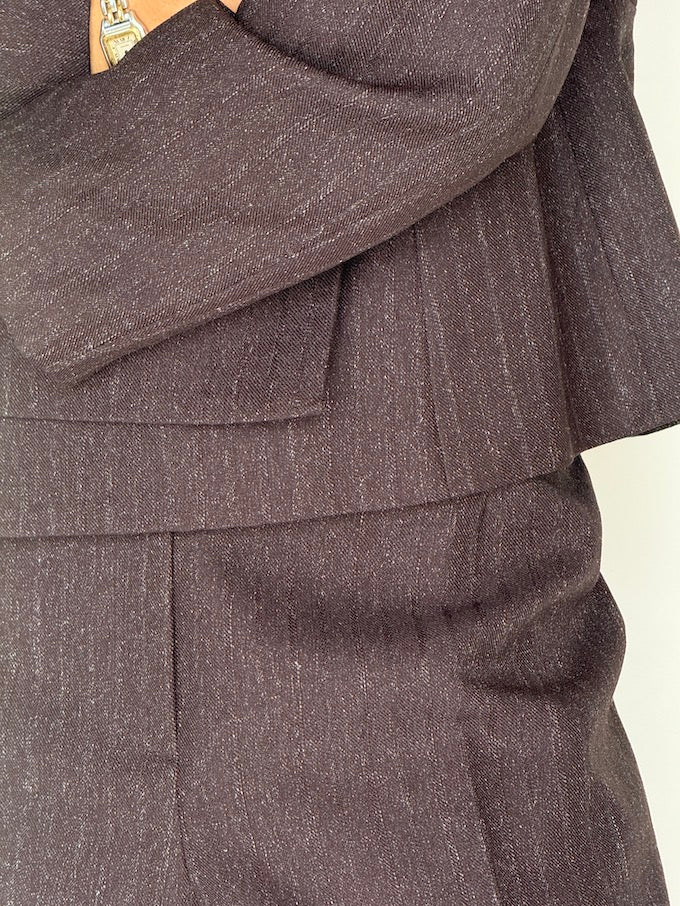 Vintage Two-Piece Suit Pinstripe Dark Brown 5918