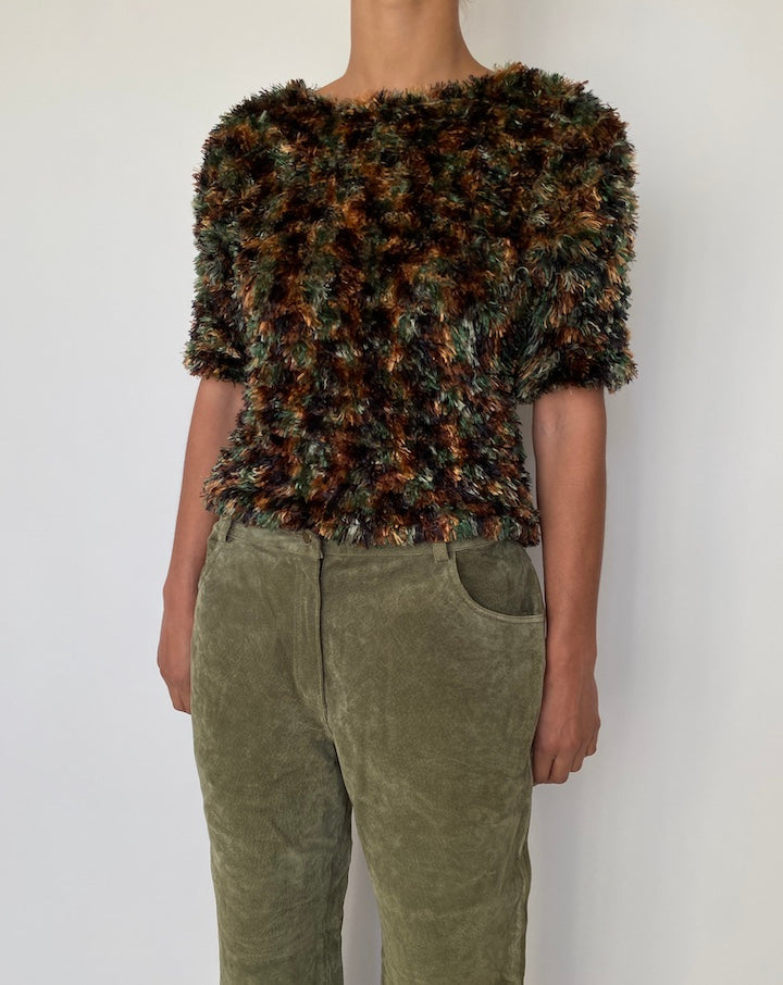 VINTAGE FUZZY SHORT SLEEVE TOP 2508