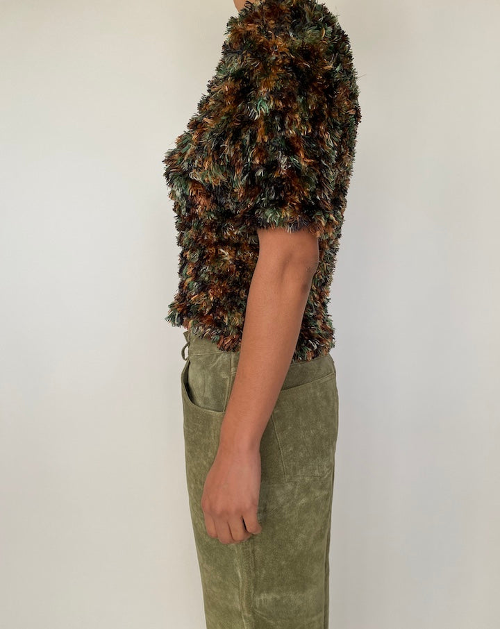 VINTAGE FUZZY SHORT SLEEVE TOP 2508
