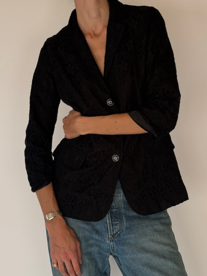 Vintage Black Lace Blazer