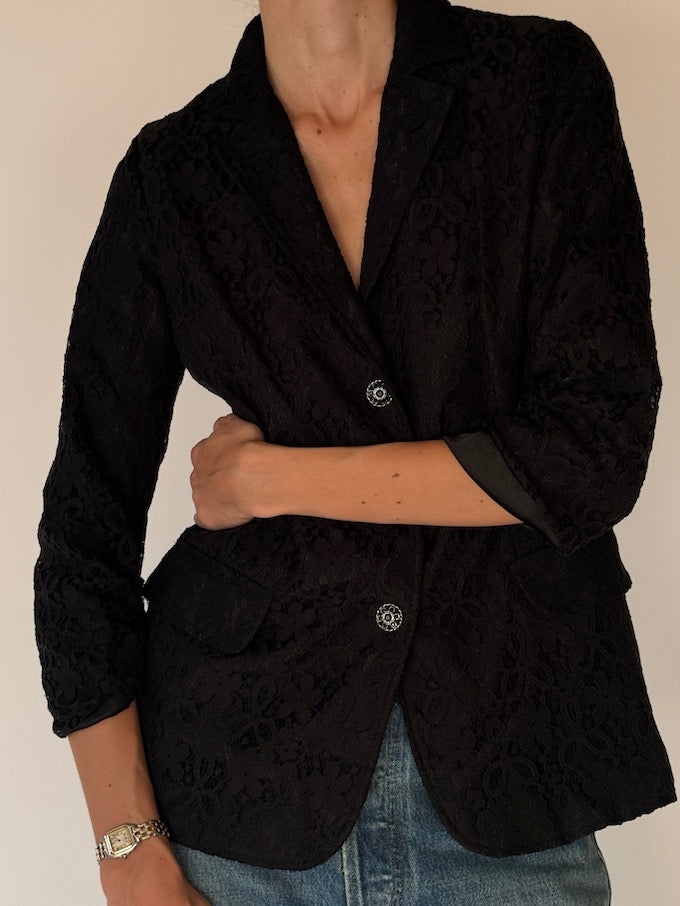 Vintage Black Lace Blazer