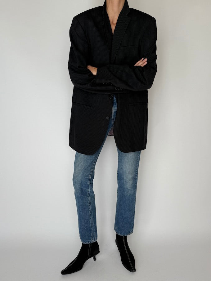 Vintage Charcoal Oversized Wool Blazer 5300