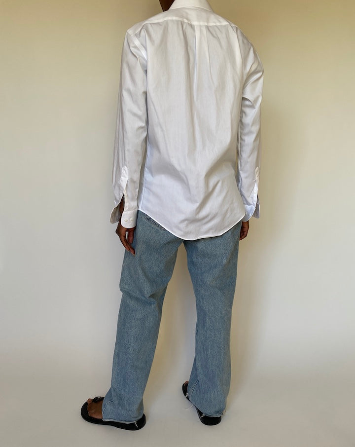 VINTAGE WHITE BUTTON DOWN LONG-SLEEVE SHIRT 3978