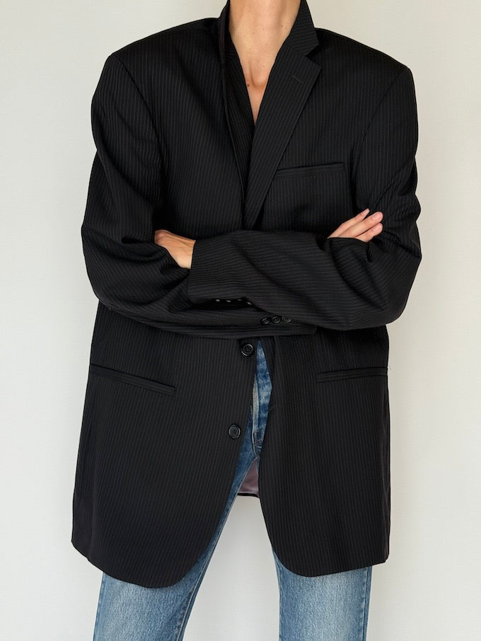 Vintage Charcoal Oversized Wool Blazer 5300