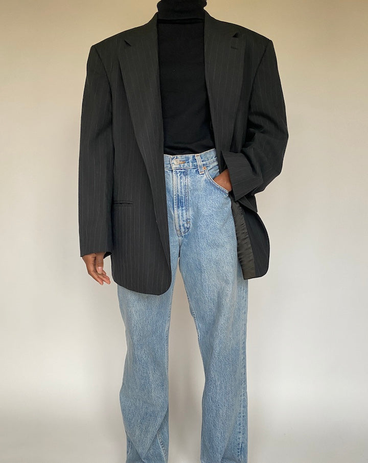 VINTAGE OVERSIZED PINSTRIPED BLAZER 1712