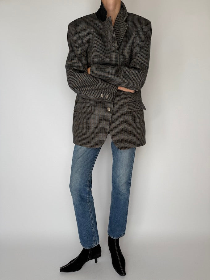 Vintage Houndstooth Wool Blazer 5850