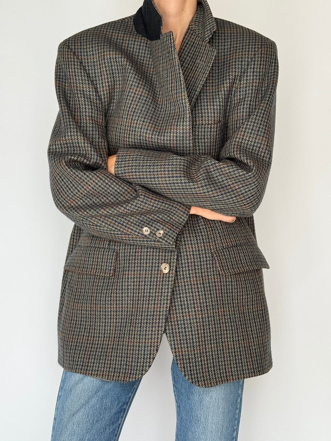 Vintage Houndstooth Wool Blazer 5850