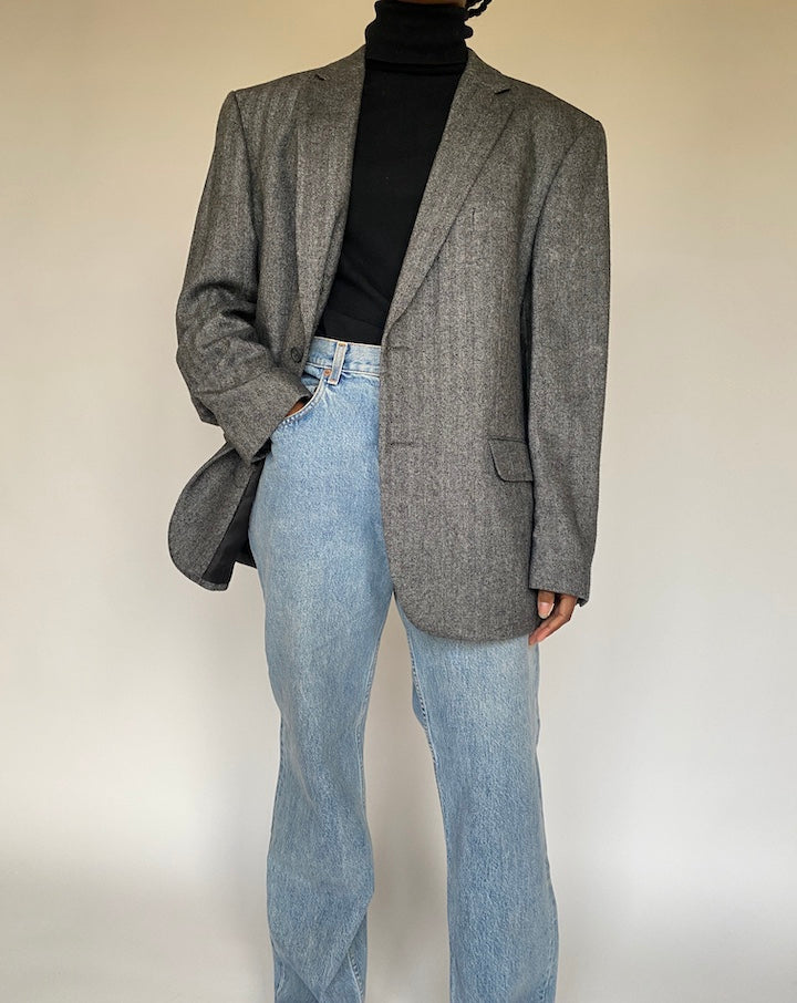 VINTAGE GREY CASHMERE BLENDED BLAZER 1713