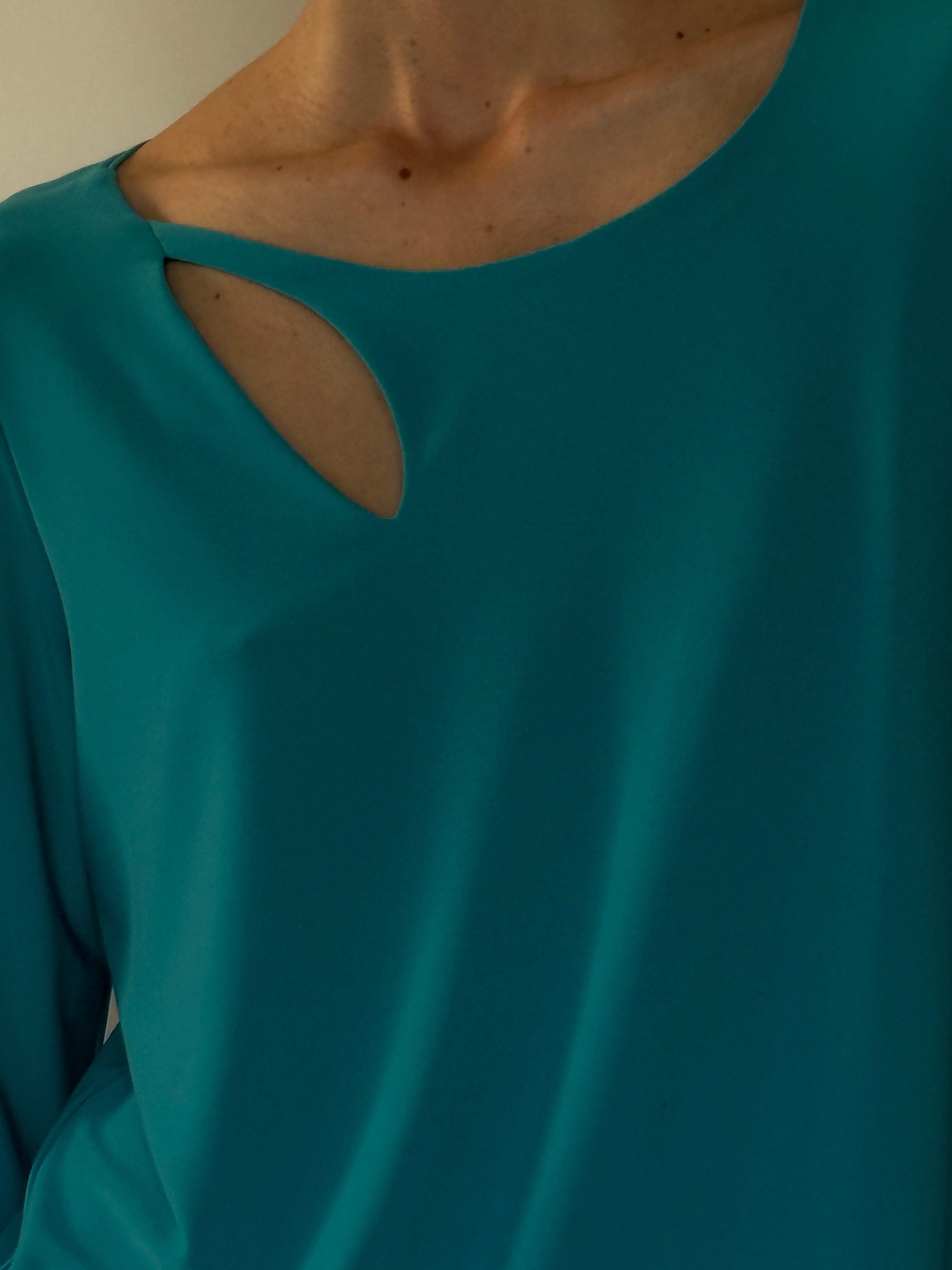 Vintage cutout neckline close-up detail
