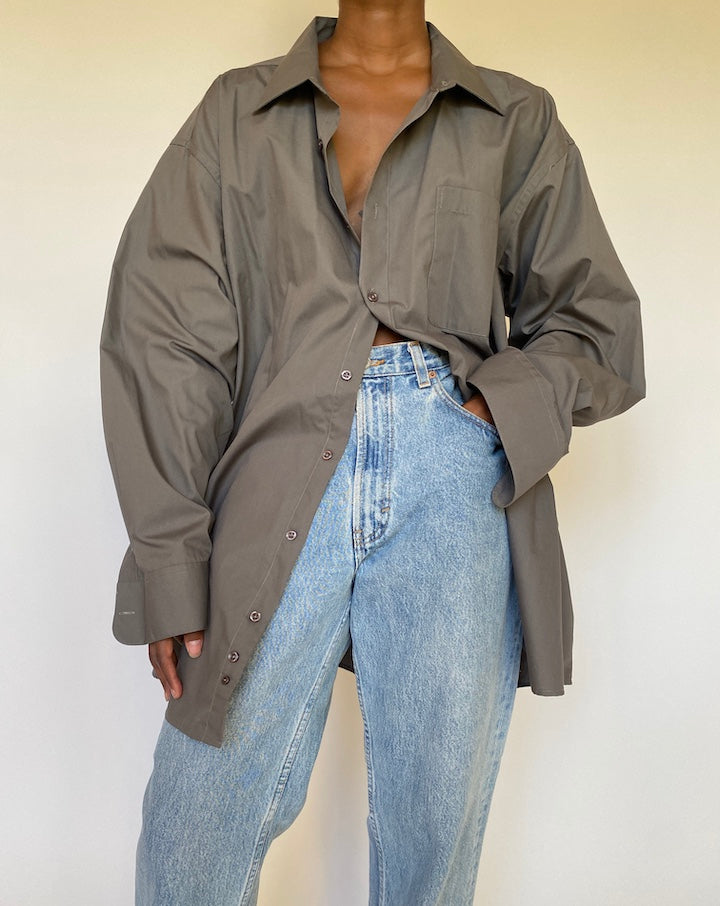 VINTAGE OVERSIZED GREY LONG-SLEEVE SHIRT 3984