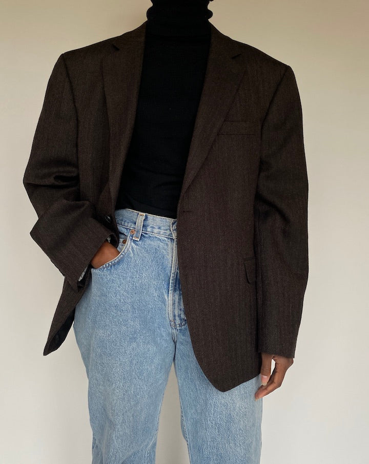 VINTAGE BROWN WOOL BLAZER 1715