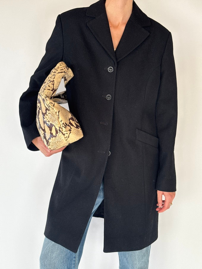 Vintage Wool-Blended Coat In Black 5712