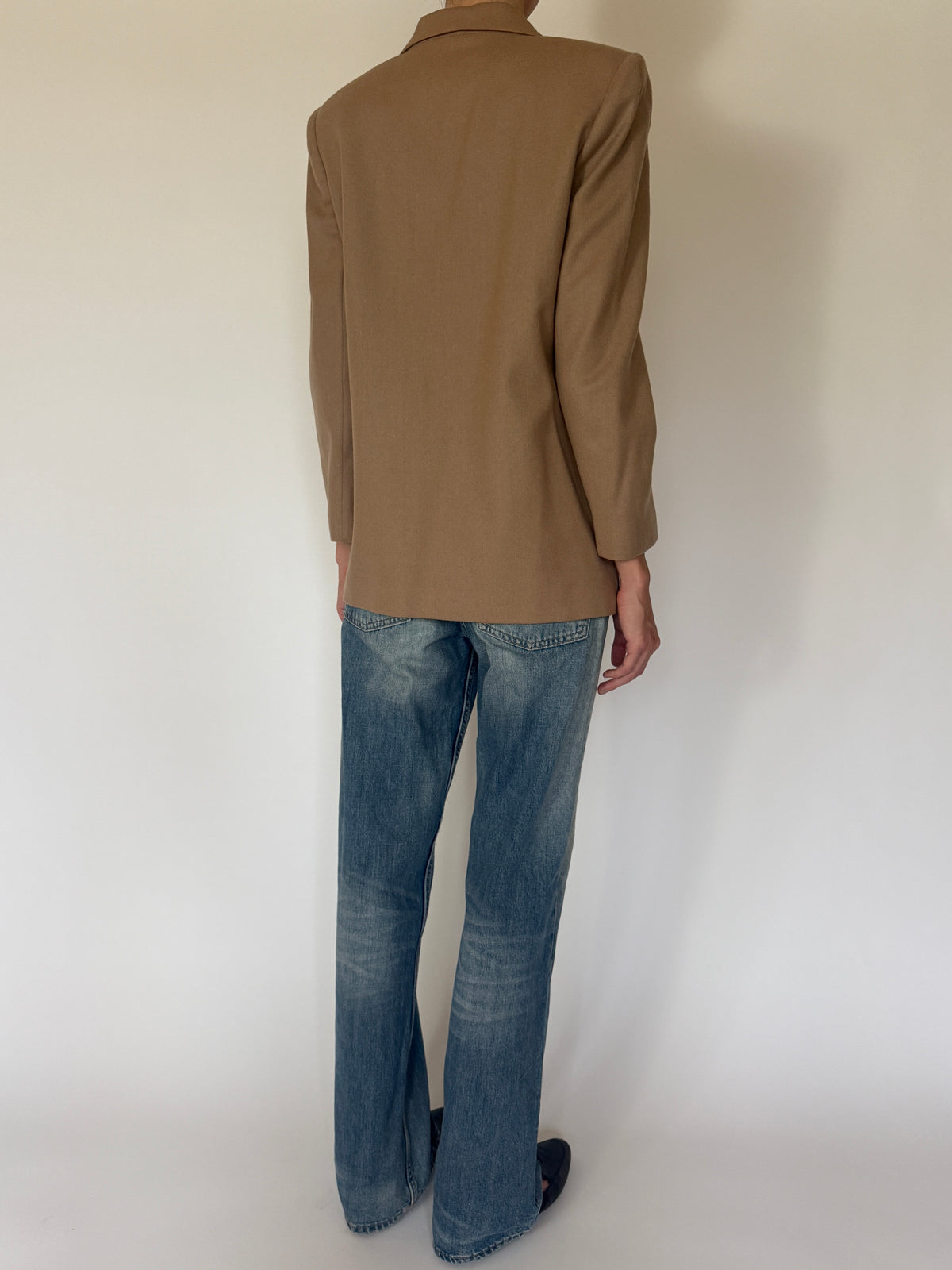 Vintage camel wool blazer back view