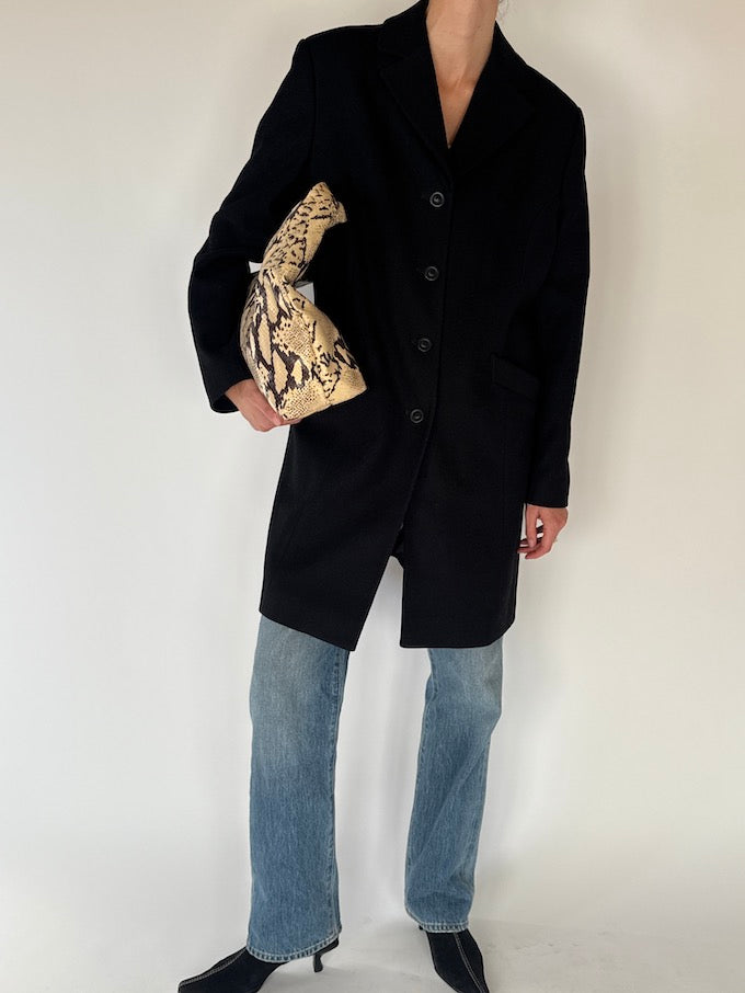 Vintage Wool-Blended Coat In Black 5712