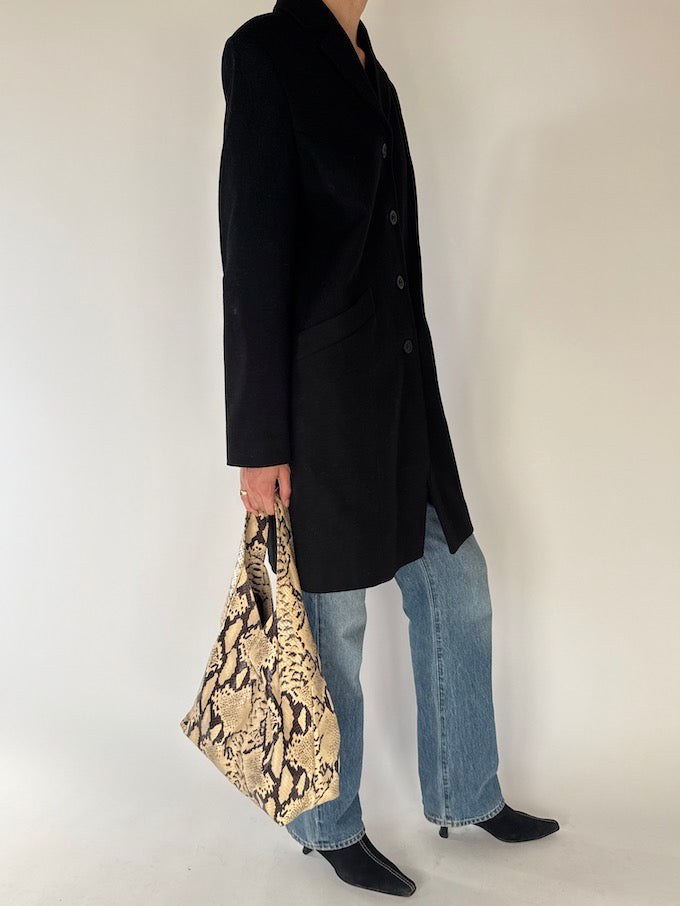 Vintage Wool-Blended Coat In Black 5712