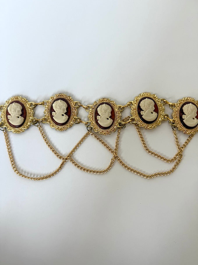 Vintage Gold Cameo Chain Belt