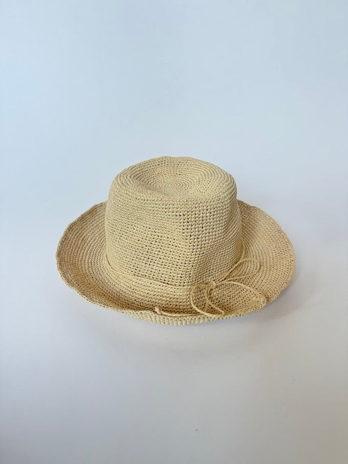 Vintage Woven Straw Hat in a natural beige tone