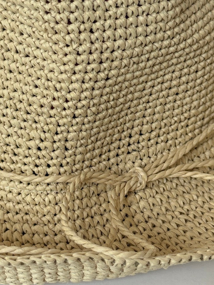 Vintage Woven Straw Hat in a natural beige tone