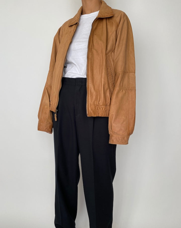 VINTAGE BOXY BROWN LEATHER JACKET 2517