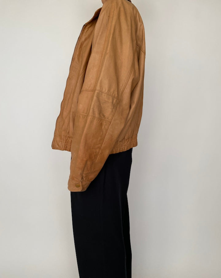 VINTAGE BOXY BROWN LEATHER JACKET 2517