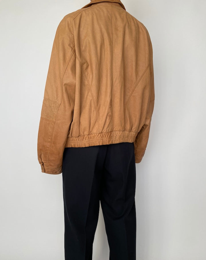VINTAGE BOXY BROWN LEATHER JACKET 2517