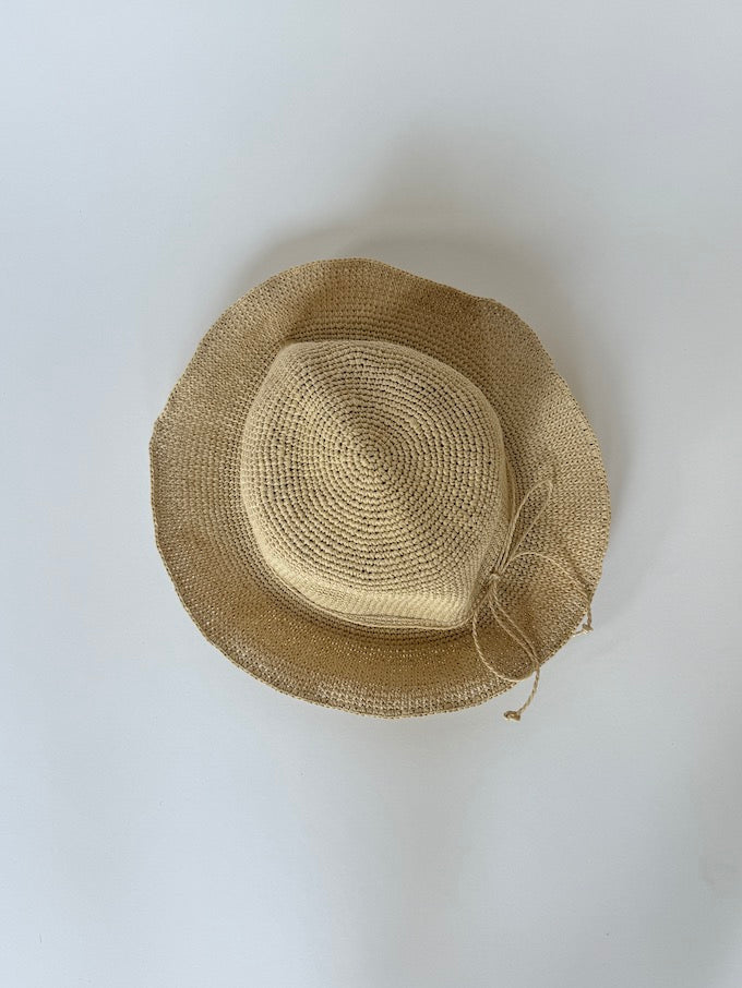 Vintage Woven Straw Hat in a natural beige tone