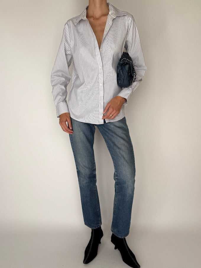 Vintage Striped Shirt White 6377