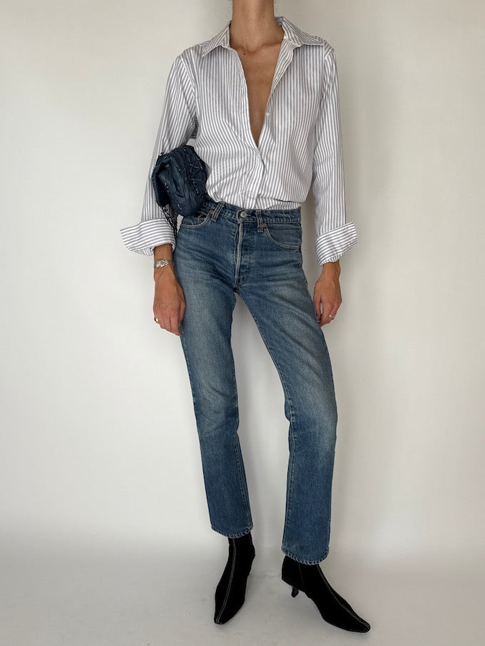 Vintage Striped Shirt White 6377