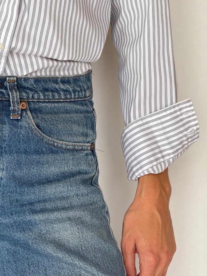 Vintage Striped Shirt White 6377