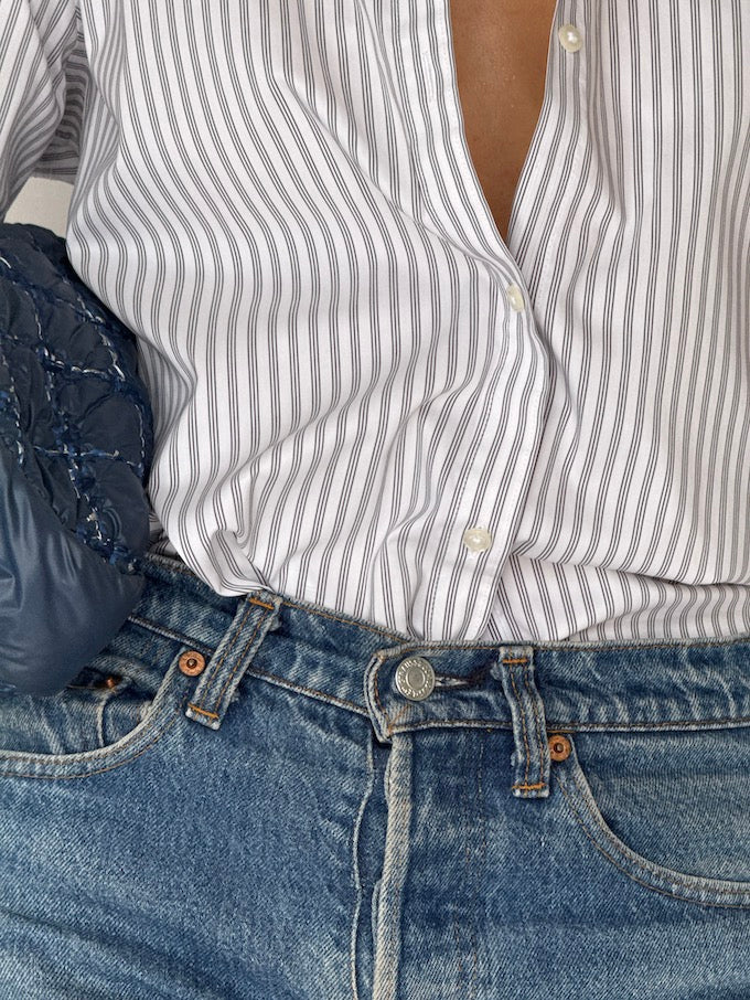 Vintage Striped Shirt White 6377