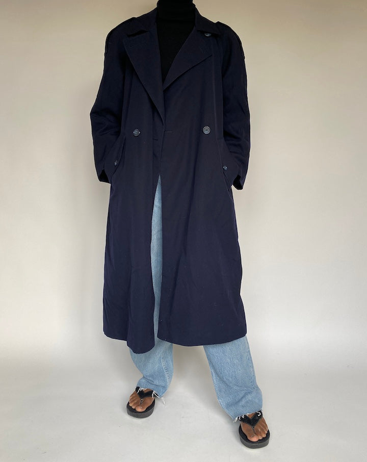 VINTAGE NAVY TRENCH COAT 1722