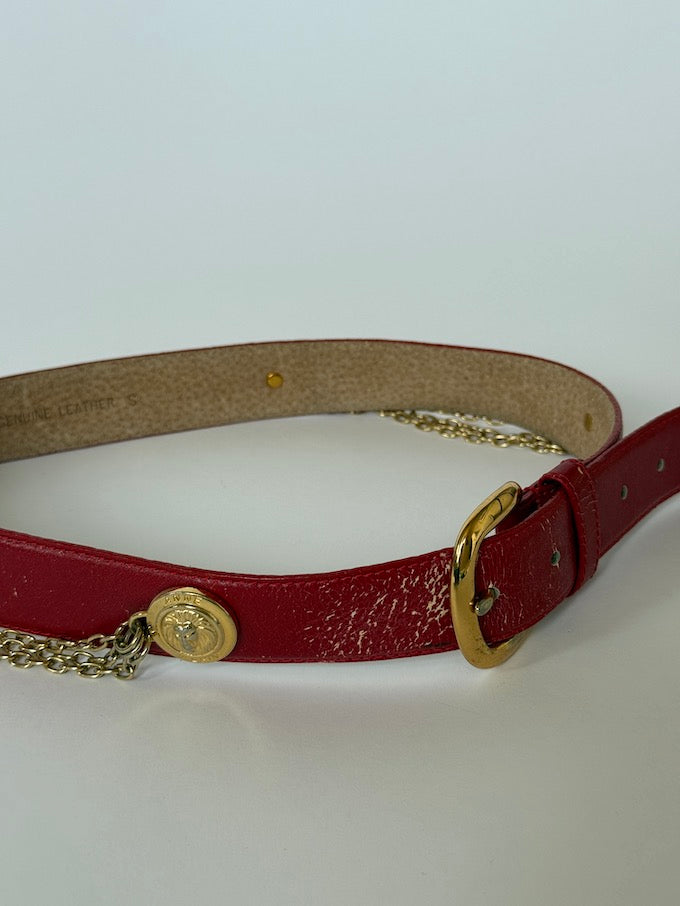 Vintage red chain detail belt with gold hardware