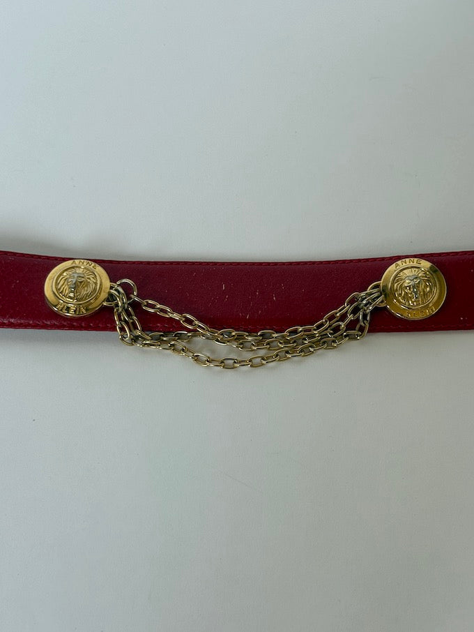 Vintage red chain detail belt with gold hardware