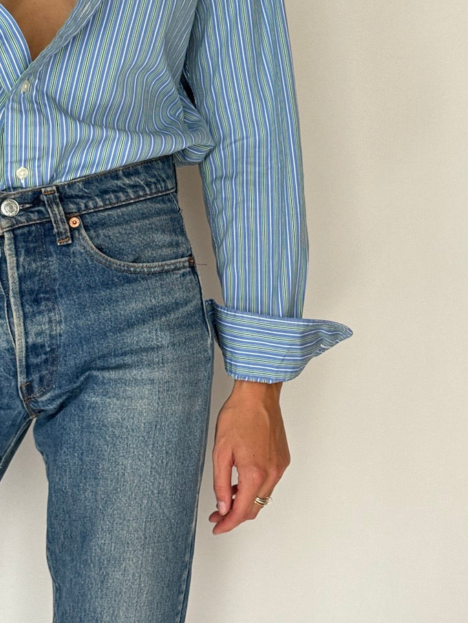 Vintage striped shirt blue 6188