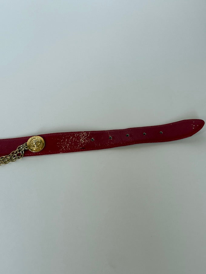 Vintage red chain detail belt with gold hardware