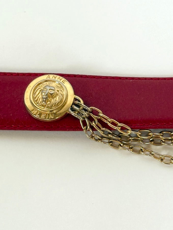Vintage red chain detail belt with gold hardware