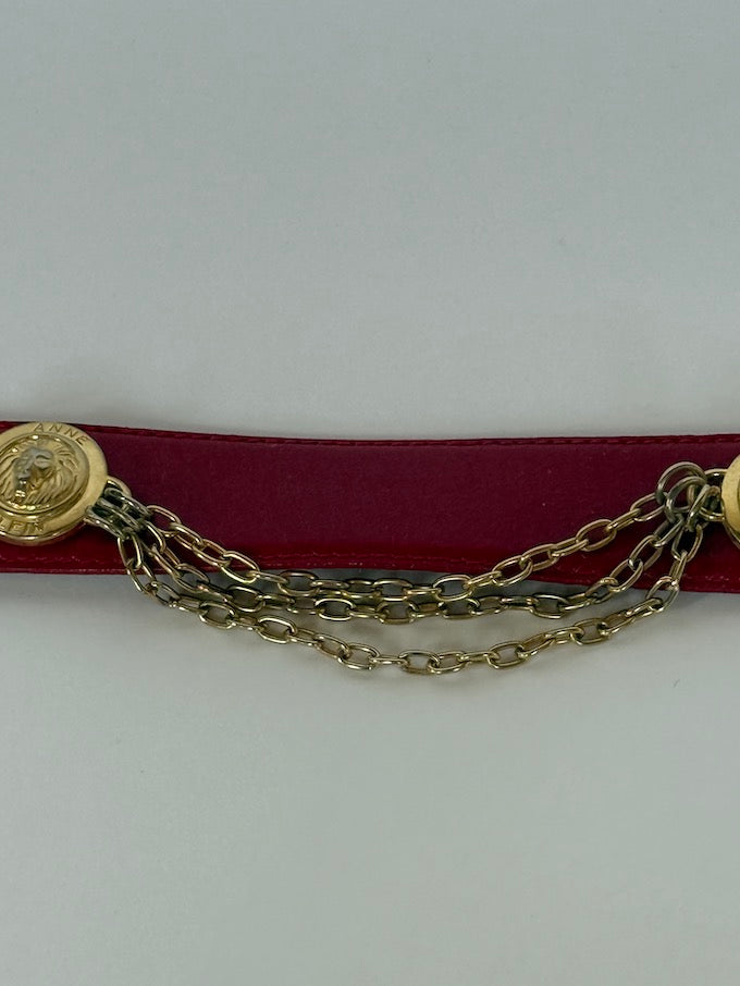 Vintage red chain detail belt with gold hardware