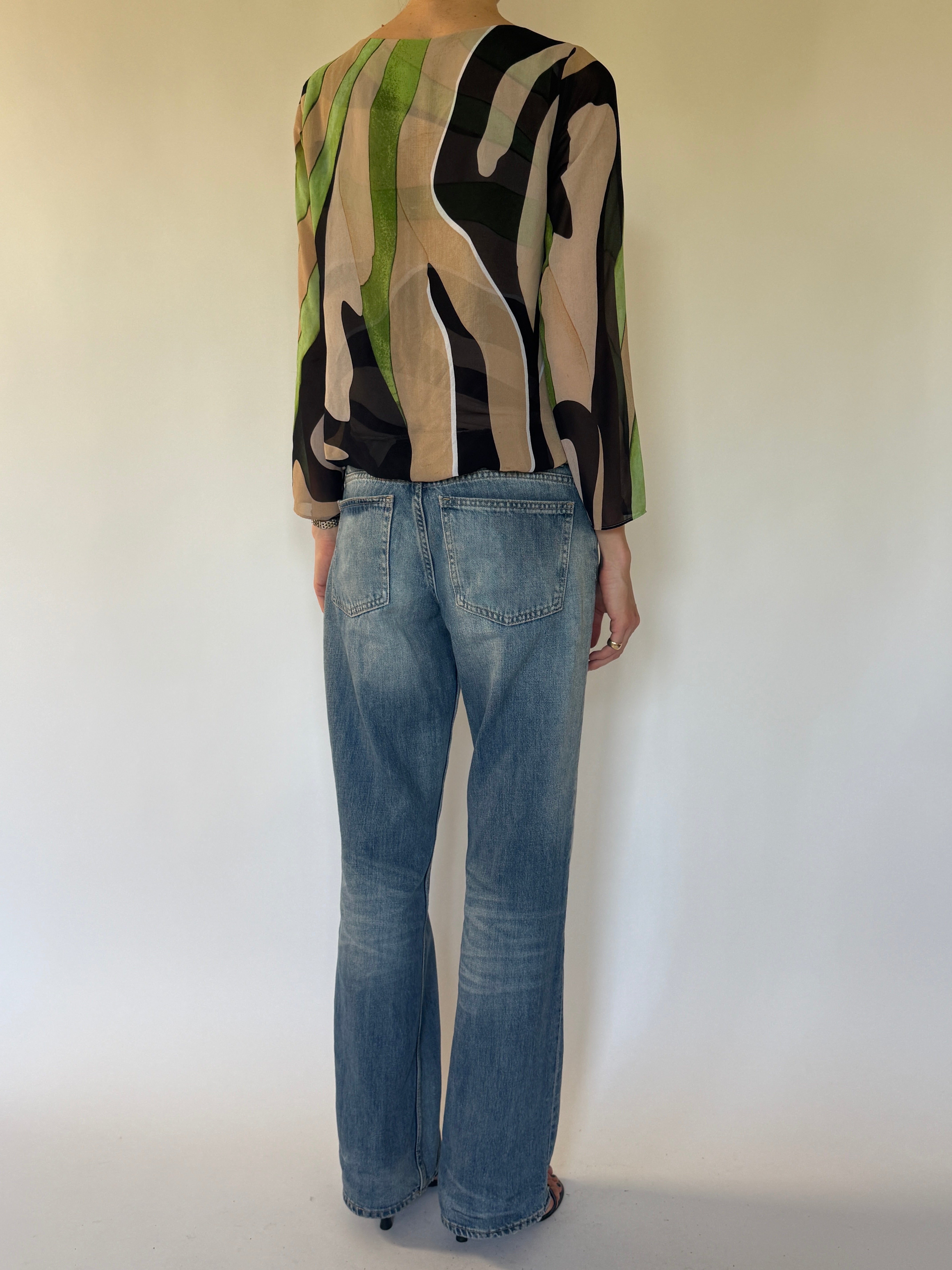 Vintage abstract print blouse back view