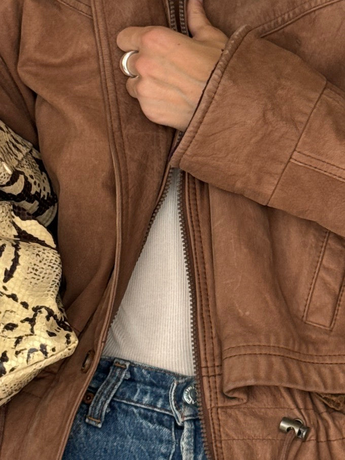 Vintage Leather Jacket In Brown 5687