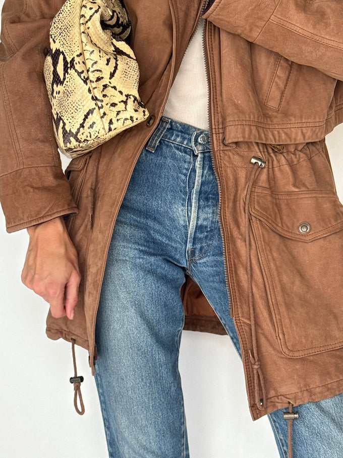 Vintage Leather Jacket In Brown 5687