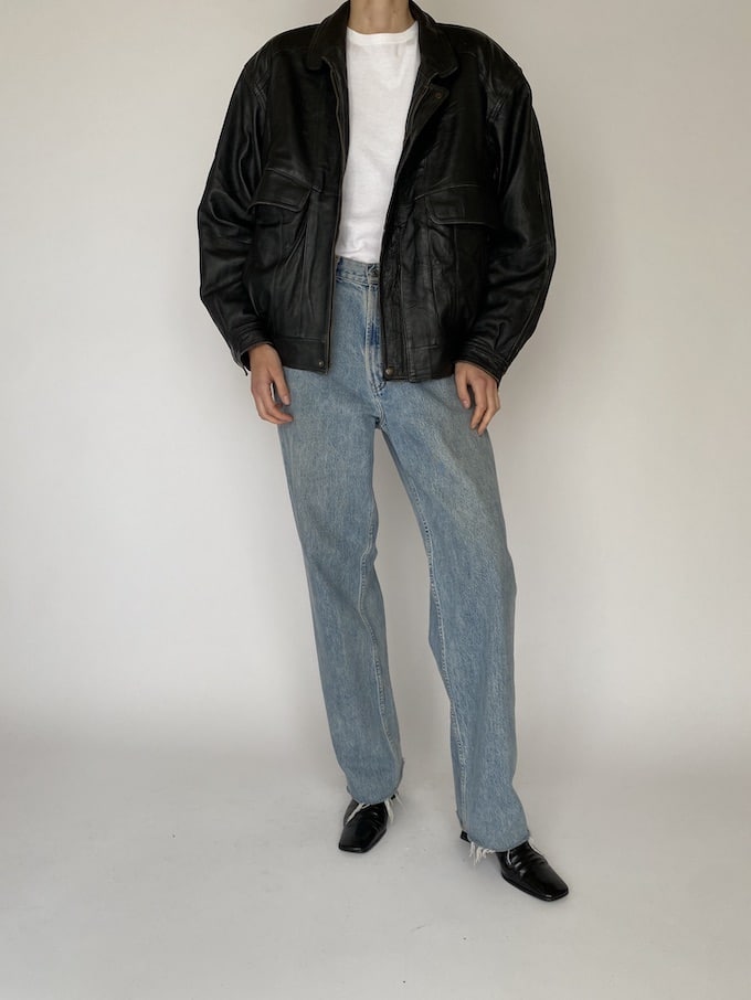 VINTAGE LEATHER JACKET IN BLACK 5474