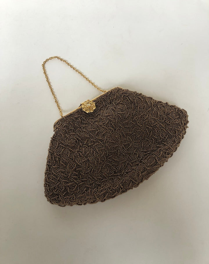VINTAGE BEADED OFF-WHITE PURSE