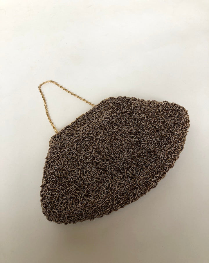 VINTAGE BEADED OFF-WHITE PURSE