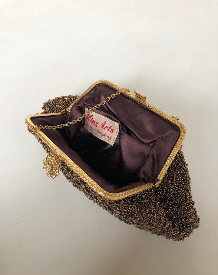 VINTAGE BEADED OFF-WHITE PURSE