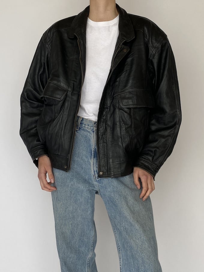 VINTAGE LEATHER JACKET IN BLACK 5474