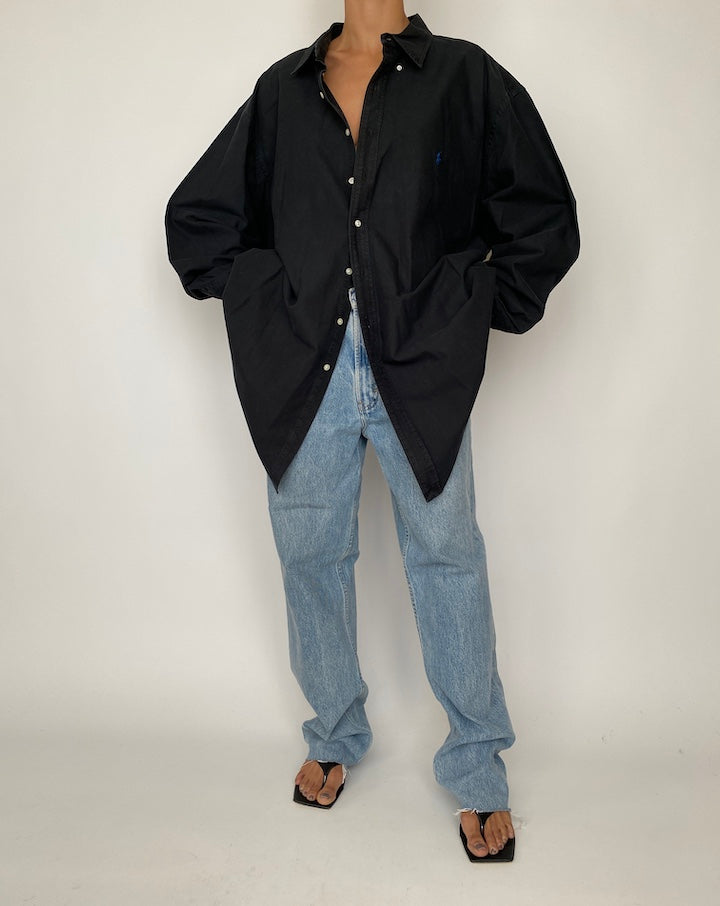 VINTAGE SUPER OVERSIZED BLACK RALPH LAUREN SHIRT 2526